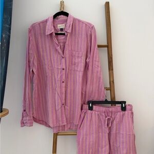 Universal Thread Pink and Yellow Striped Shirt